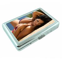 Detroit Pin Up Girls Michigan USA S8 Silver Cigarette Case Metal Wallet Id Holder King & 100's 4" X 2.75" RFID Protection
