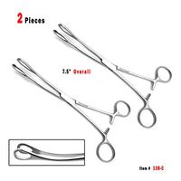 2 Pcs 7.5" Foerster Sponge Holding Forceps Curved Serrated Jaws Surgical Instrument