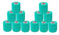 2 Inch Vet Wrap Tape Self Adhesive Medical Bandage Free Bonus Rolls (Teal) (10 Pack Plus 2 Free Rolls) Self Adherent Cohesive First Aid Sport Flex Wrist Ankle Knee Sprains and Swelling