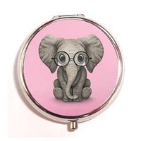 Cute Baby Elephant with Reading Glasses Pink custom round pill box case useful Stainless Steel Medicine Tablet Holder Organizer Case