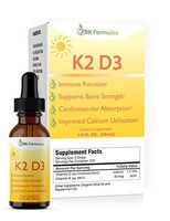 Liquid K2 D3 Drops by RK Formulas 1 oz • K2 (MK7) for Fast Effective Absorption • 4833 IU's Per Serving • All Natural Vitamin D - Tastes Great