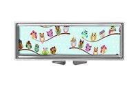 Hiuyi Owls Custom Personalized Rectangle Pill Box Pocket Wallet Travel Pill Vitamin Decorative Box Protector