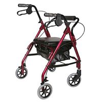 Walkers Elderly Travel Shopping Trolley with Seat Folding Height Adjustable Four Wheel Gift (Color : Red, Size : 4583-94cm)