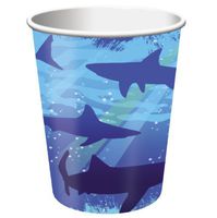 8-Count 9-Ounce Hot/Cold Paper Beverage Cups, Shark Splash
