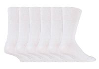 6 Pack Mens Thin Non Binding Extra Wide Loose Top Cotton Diabetic Socks Tag Size Mens 6-11/ UK 39-45 (7-12 US, White)