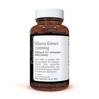 Bilberry Extract 10,000mg x 180 Tablets - 10 X More anthocyanidins per Tablet Than Most Others - and 5mg Black Pepper Extract for 300% Increased Absorption. SKU: BILB3