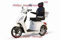 E-Wheels - EW-36 Slowpoke Scooter with Electromagnetic Brakes - 3-Wheel - White - Phillips Power Package TM - to $500 Value