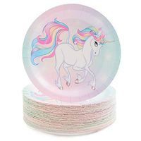 Rainbow Unicorn Party Paper Plates 9 inches for Lunch Dinner (80 Pack)