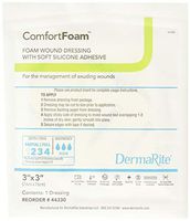 ComfortFoam - 3" x 3" - Self Adherent, Soft Silicone Foam Dressing - for Full and Thick Exuding Wounds, Showerproof, Provides Thermal Insulation