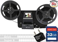 Wolverine 8mm & Super 8mm Reels to Digital MovieMaker Pro Film Digitizer, Film Scanner, 32GB SD Memory Card, Dual Voltage 100-240V Power Supply Adapter & International Two-Prong Round Pin Plug Adapter