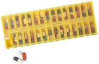 30 Day Monthly Pill Box Organizer with Removable Reusable Lid and Extra Lid (Pill Box with Reusable Lids - Clear)