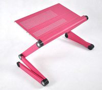Adjustable Vented Laptop Table Laptop Computer Desk Portable Bed Tray Book Stand Push Button Joints up to 17" (Pink)