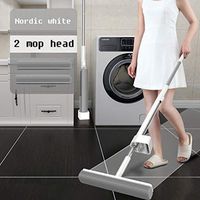 Cleaning Mop, Floor Mop Buckets Sets Dry Flat Mop Bucket Cleaning System Spin Mop Easy Wring Home Cleaner with Mop Heads,A