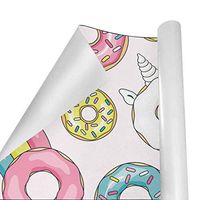 Gift Wrapping Paper Roll Donut Unicorn White Glaze for Birthday,Holiday,Wedding,Baby Shower Gift Wrap - 3Rolls - 58inch x 23inch Per Roll