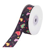 Amosfun 1 Roll Wrapping Ribbon Heart-Shaped Printed Polyester Ribbon Flowers Packing Ribbon Love Craft Ribbons for Valentine Day Wedding Supplies Decorations (Style 7)