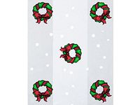 Pack Of 100, 6 X 3.25 X 13.5" 1.2 Mil Holiday Wreath Christmas Print Cello Bags W/With Green Wreaths & Silver Dots 8 Cups Made In USA