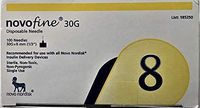 NovoFine 30G Tip x 8 mm (1/3) Disposable Pen Needles (100 count)