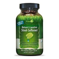 Irwin Naturals Nature's Laxative Stool-Softener - Gentle & Effective Cleanse, Bowel Regularity + Occasional Constipation Support Herbal Blend with Cape Aloe + Psyllium - 60 Liquid Softgels