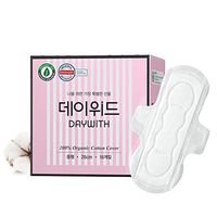 DAYWITH Premium 100% Organic Cotton 10.2 inch Ultra Slim Regular Menstrual Pads with Wings 1 Pack (16 Total) - Dermatest Guaranteed Ultra Thin & Super Absorbency, Sanitary Pads for Women