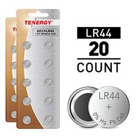 Tenergy 1.5 Volt Battery LR44, Button Cell LR44, ag13/LR44 Batteries Equivalent, Ideal for Watches, Laser Pointers, Small Toys, Portable Electronics, and More, 20 Pack