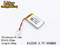3.7V 550mAh 612338 Lithium Polymer Ion Rechargeable Battery Lithium Polymer Li-Po Battery for MP4 GPS MP3 Bluetooth Stereo DIY Gift