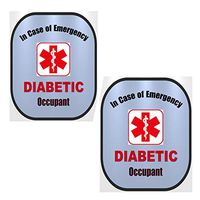 2 Pack Diabetic Medical Alert Safety Window Decal Set Type 2 Diabetes