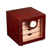 Zyyqt Cedar Cigar Box, Can Accommodate 100 Cigars with Humidifier and Hygrometer Cigar Cabinet Glass Sunroof, Cedar Wood Lining (Color : Red)