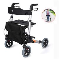 GJNWRQCY Lightweight Folding Rollator Walker | Transport Chair, Dual Safety Brake, Adjustable Height, 4 Wheels Mobility Aids
