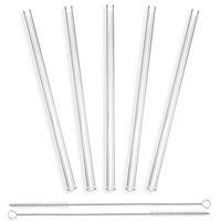 STRAWGRACE Handmade Glass Straws, Straight - independently tested in DE - Set of 5 with 2 Brushes - Glass Drinking Straws, Ideal for Smoothie etc. - 23 cm x 10 mm - Healthy, Reusable, Free of BPA