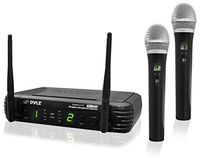 Professional Wireless Microphone System - Dual UHF Band, Wireless, Handheld, 2 MICS With 8 Selectable Frequency Channels, Independent Volume Controls, AF & RF Signal Indicators - Pyle PDWM3375