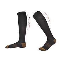 Copper Compression Long Knee High Socks Athletic Medical Pregnancy (3 Pairs)