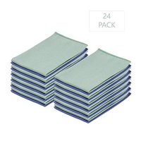 Microfiber Glass and Mirror Cleaning Cloths (24 Pack) 14x16inch Large Blue/Green Towels - Window, Windshield, PC & TV Screens, Tablets, Dishes, Camera Lenses - No Lint or Streak. by Superio