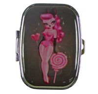 Fluff Pink Candy Lollipop Girl - Pink Sexy Sweet Sugar Doll Girl Metal Pill Box
