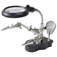 Festnight LED Magnifying Magnifier Glass with Light on Stand Clamp Arm Hands Free Black