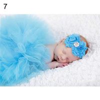 Ugthe Baby Photography Newborn Baby Girls Mesh Bowknot Tutu Dress Princess Skirt Photography Props - Light Pink