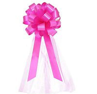 Hot Pink Fuchsia Wedding Pull Bows with Tulle Tails - 8" Wide, Set of 6, Spring, Summer, Valentine's Day, Baby Shower, Birthday, Wedding, Reception, Easter
