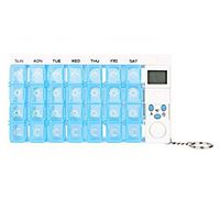 Digital Pill Box Timer Reminder, 7-Day Travel Pill Container Dispenser Medicine Organizer with Alarm (Blue)