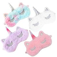 4 Pack Unicorn Sleep Mask for Girls Soft Plush Blindfold Cute Unicorn Horn Sleeping Eye Cover Eyeshade for Kids Teens Girls Women Plane Travel Nap Night Sleeping
