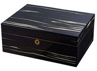 Visol Remo Polished Ashburl Wood Locking Humidor with Free Laser Engraved Metal Plate (Roman Monogram)
