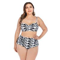 FDelinK 2020 Plus Size Swimsuit, Women’s Black White Bikini Shirred Swimsuit（Black,XXXXL