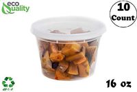 16 oz - 10 Count - Food Storage Plastic Deli Containers with Lids for Meal Prep, Soup, Deli, Lunch,Togo - Microwave Safe, Dishwasher Safe Containers, Heavy Duty Clear Plastic BPA Free (16 Ounce)
