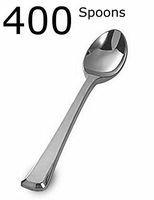 400 4" Disposable Mini Dessert Spoons Silver Appetizers Tastings Spoons Plastic Silverware Silver Spoons Flatware Cutlery Ice Crem Spoons