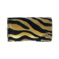 Gold Zebra Print Insulin Pump Carrying Case with Swivel Belt Clip. Size: LX260 (L4.40" X W2.50" X D0.80")