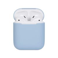 Sikye Earphone Carrying Case,Soft Silicone Protective Cover Travel Cute Box Slim Form Fitting Minimalistic Design for AirPods Charging Case (Blue)