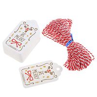 100-Pack Christmas Gift Tags Label Kraft Paper Tags Hanging Name Card Tag Price Tags with Twine Xmas Wedding Party Gift Tags,Bowknot