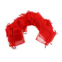 Vosarea 100PCS Gift Bags Candy Bags Organza Drawstring Chocolate Jewelry Mesh Pouches for Wedding Engagement Party Bridal Baby Shower Birthday Christmas Festival Favor,2.7X3.5inch (7x9cm) - Red