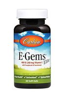 Carlson - E-Gems Elite, 400 IU Vitamin E with Tocopherols & Tocotrienols, Heart Health & Optimal Wellness, Antioxidant, 60 soft gels