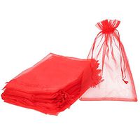 Pack of 50 Organza Gift Bags Drawstring Jewelry Candy Pouches for Wedding Birthday Party Favor Christmas Wrapping (7.9 x 11.8 Inch, Red)