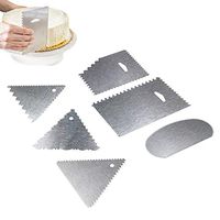AGAWA Cake Scraper Cake Smoother,6Pcs Cake Icing Scraper Stainless Steel Cake Edge Side Decorating Tools,Silver
