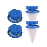 Catcher Filter for Washing Machine, Tuscom Reusable Floating Lint Mesh Bag Hair Filter Net Pouch Grocery Laundry Lint Bag Hair Remover, Pink & Blue (Blue, 4PC)